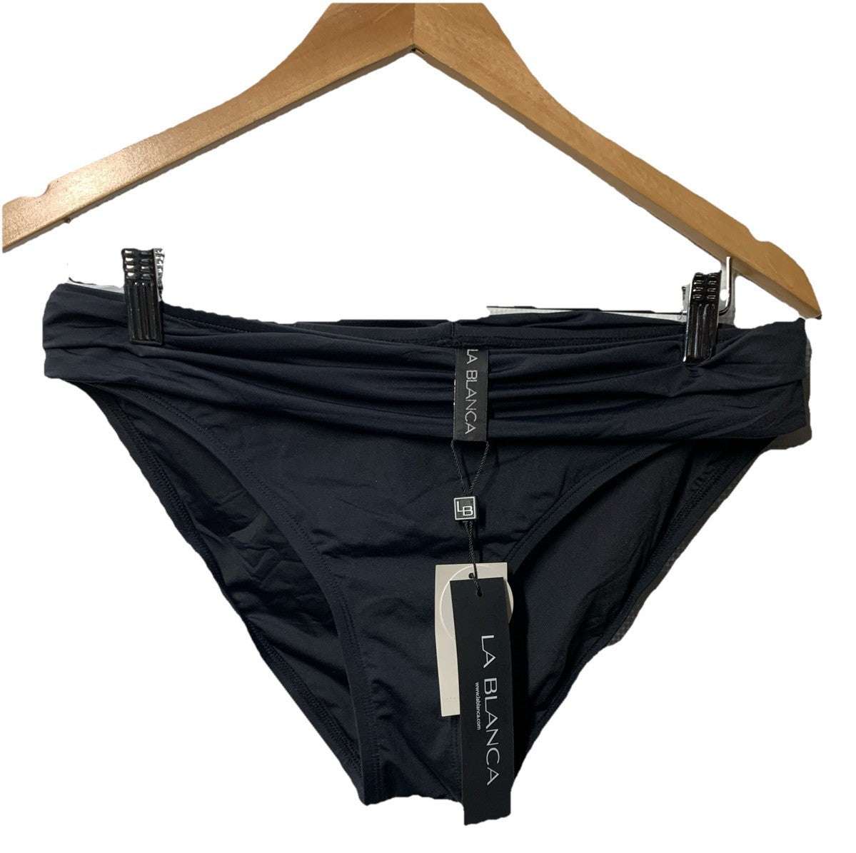 La Blanca Womens Island Goddess Banded Bikini Bottom Swimsuit Black Size 10