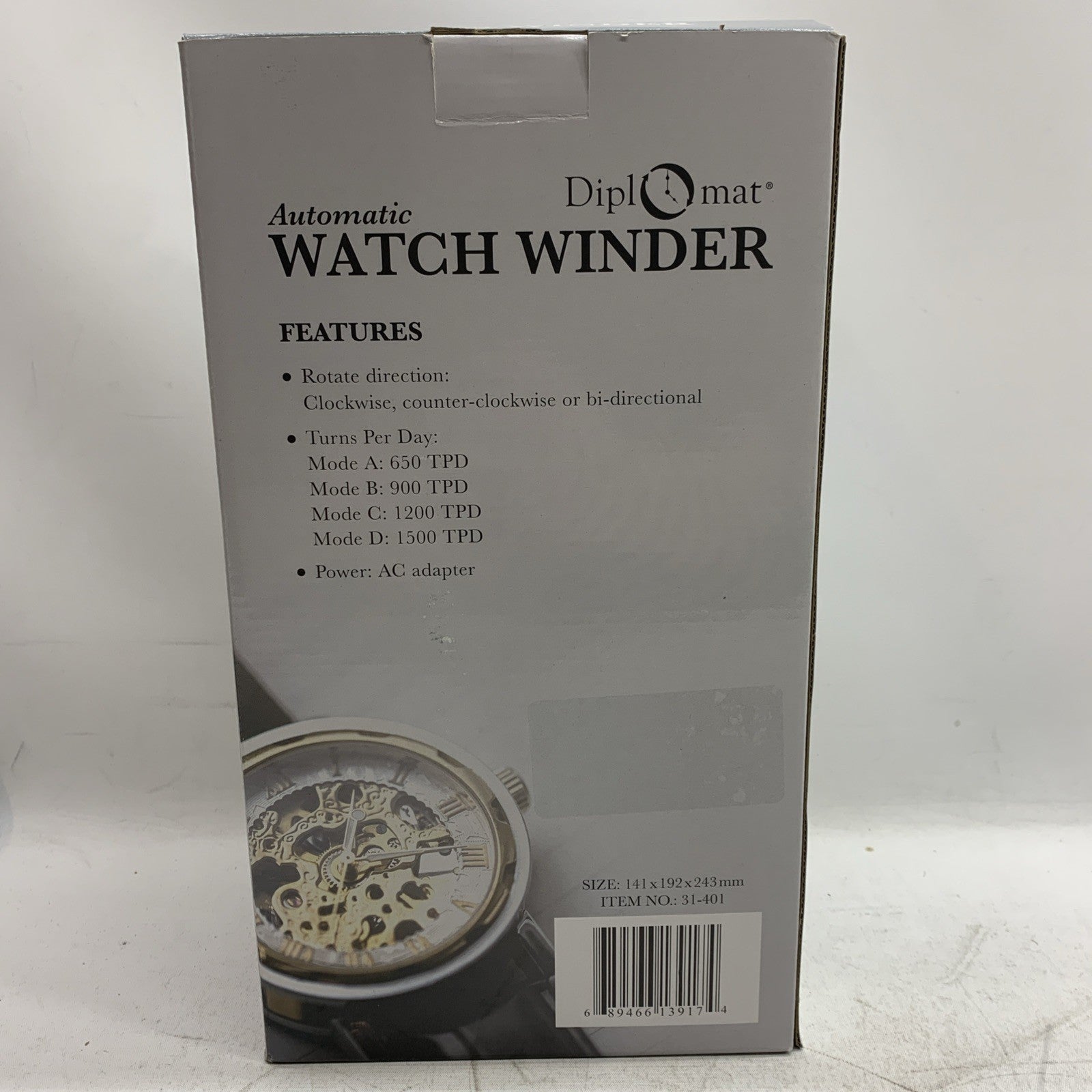 Diplomat Double Metallic Silver / Black Watch Winder with Built In IC Timer