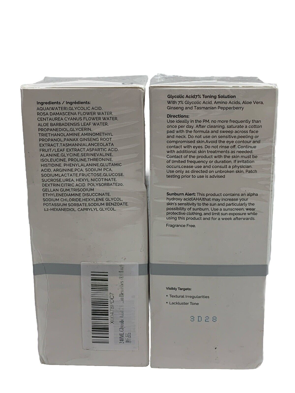 Glycolic Acid 7% Toning Resurfacing Solution 240ML Facial Exfoliation - 2 Pack