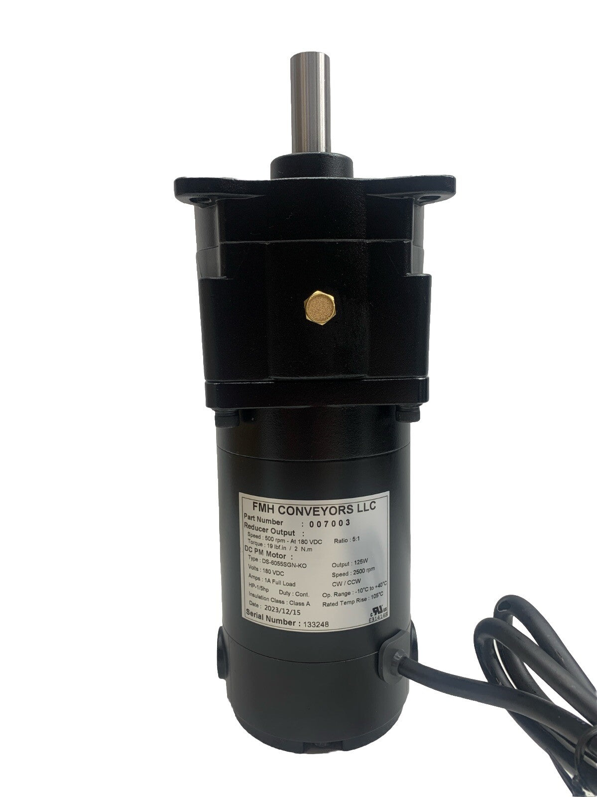 FMH BEST Conveyor 007003 DC Motor 500 RPM 180VDC DS-6055SGN-KO 19lbf Torque