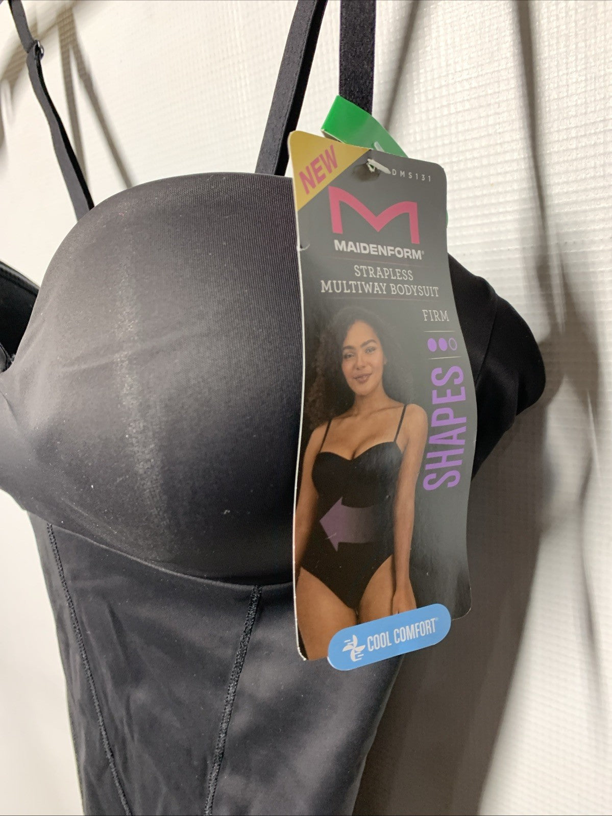 Black Maidenform DMS131 firm control tummy shaping multiway thong bodysuit in large size, designed for women’s shapewear.