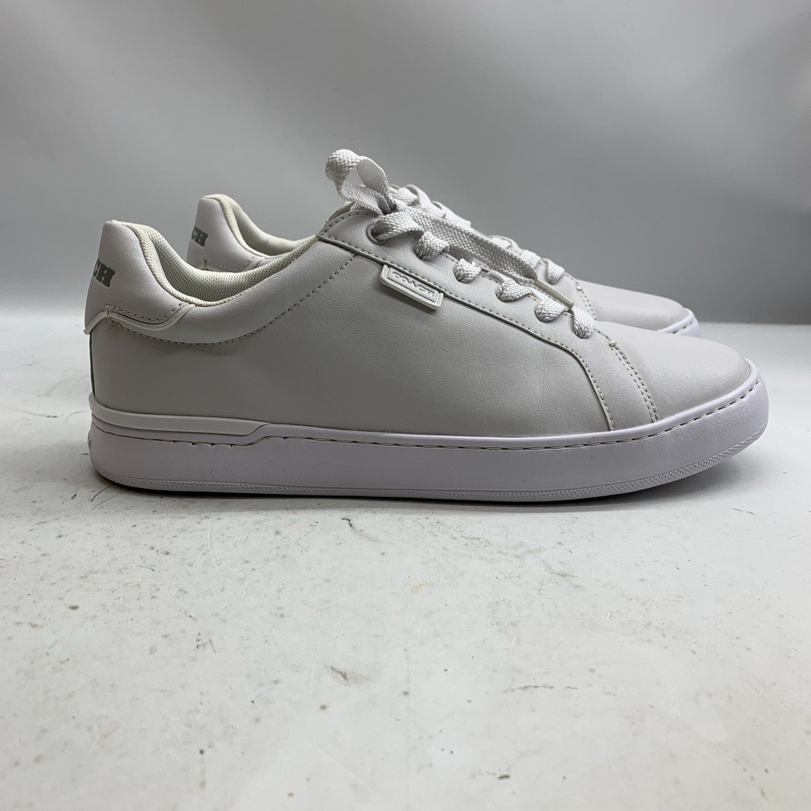 Coach Men'S Lowline Low Top Sneaker White Leather Size 9 Lace-up Shoes Casual