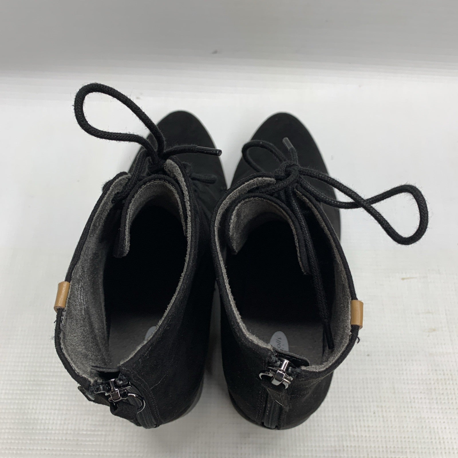 Dr Scholls Womens Size 9M Lawrence Black Casual Lace Up Block Heel Boots Black