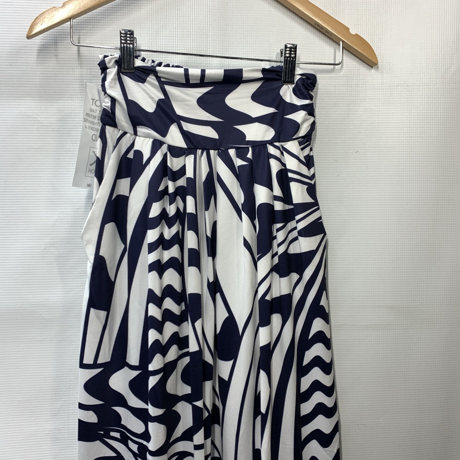 KOH KOH Womens Print Long Flowy Modest High Waist Maxi Skirt Navy Size Small