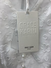 GRACE KARIN Blouse Women Swiss Dot A-Line Tops Short Sleeve V-Neck Size M White