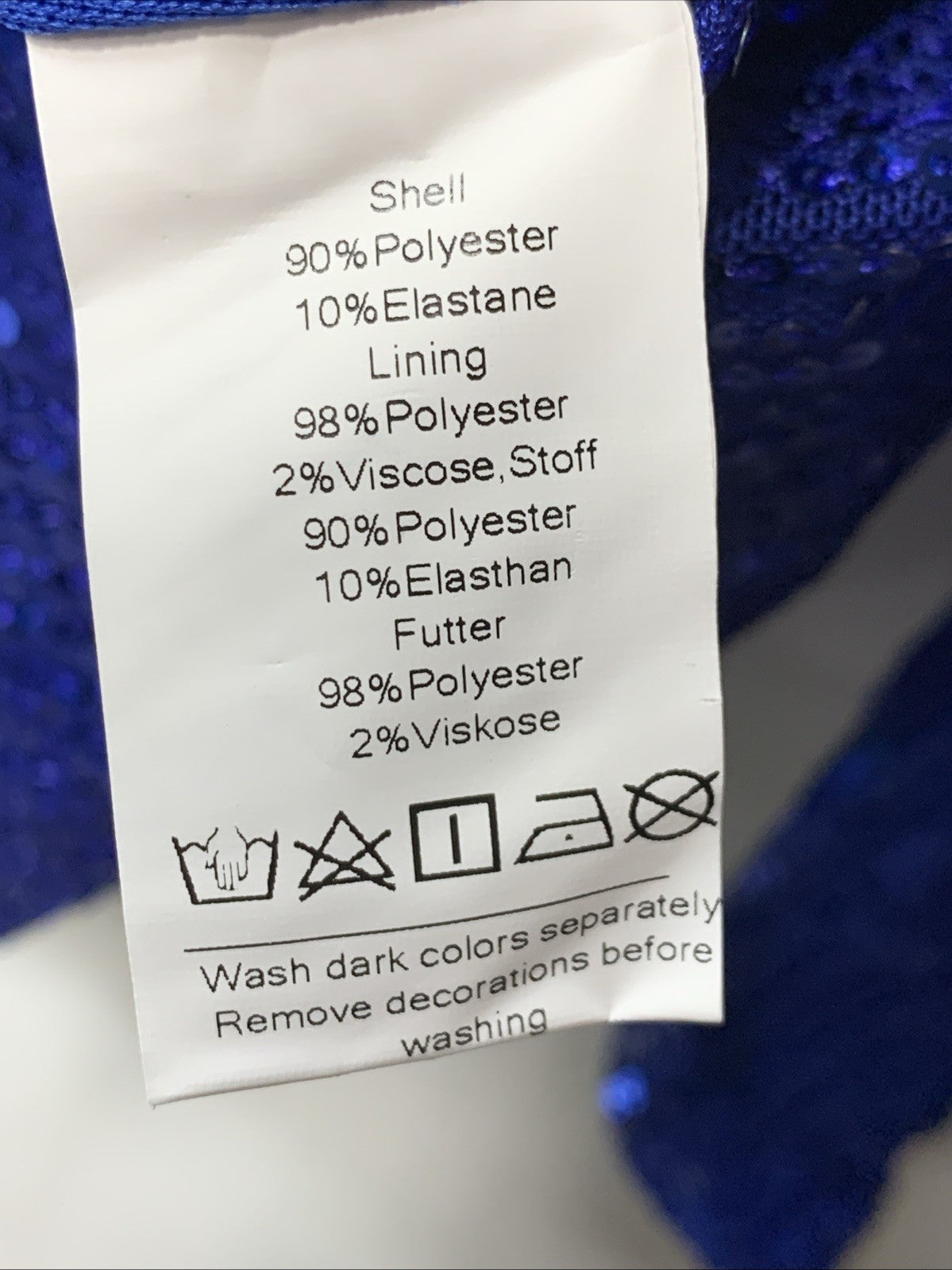 GRACE KARIN Womens Sequin Tops 3/4 Sleeve Glitter Sparkly Shimmer Size S Blue