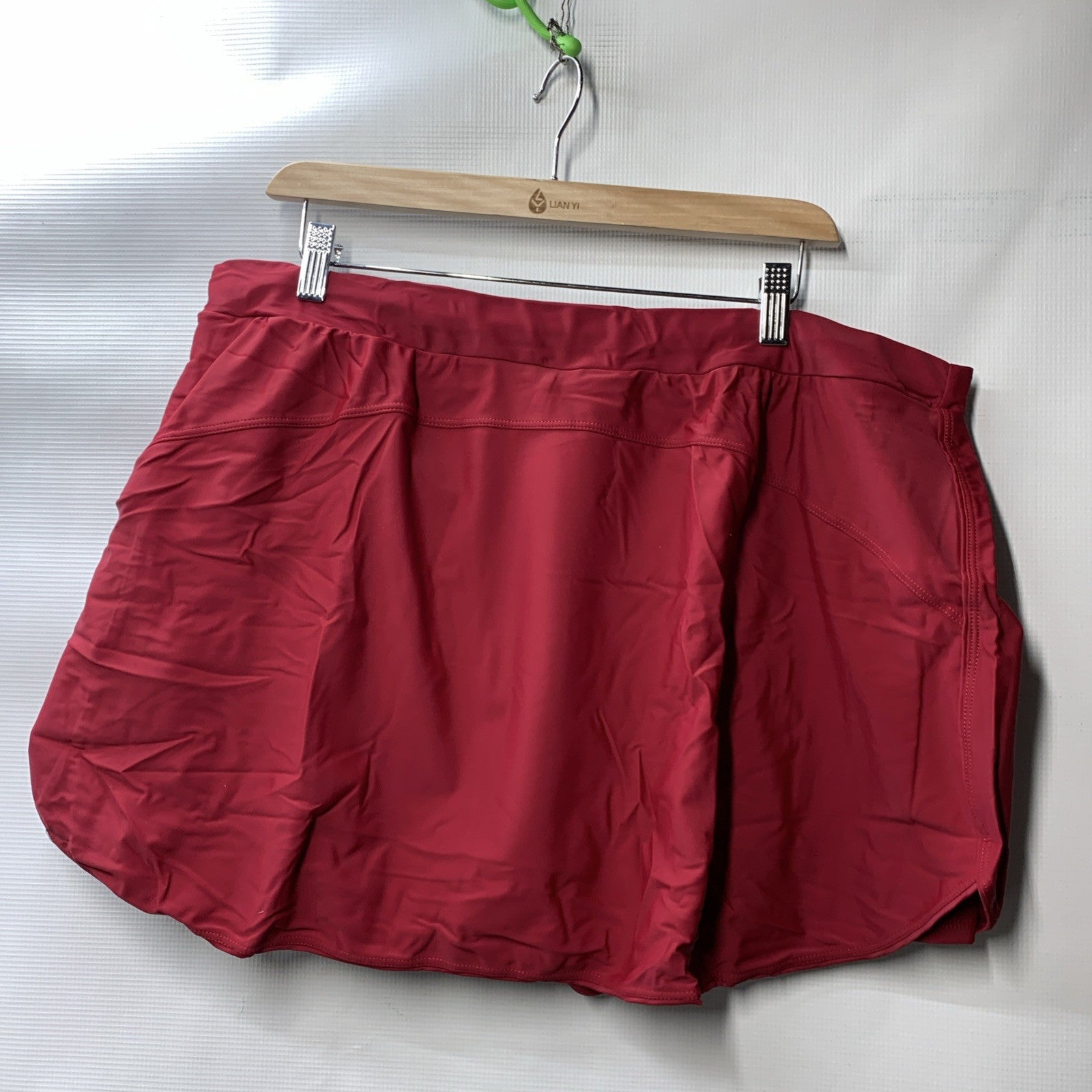 Hanna Nikole Womens Plus Size High Waisted Bathing Swim Suit Skirt Size 22W Red