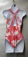 Calvin Klein women's V-neck one-piece swimsuit in size 6, stylish swimwear with a classic fit and sleek design.