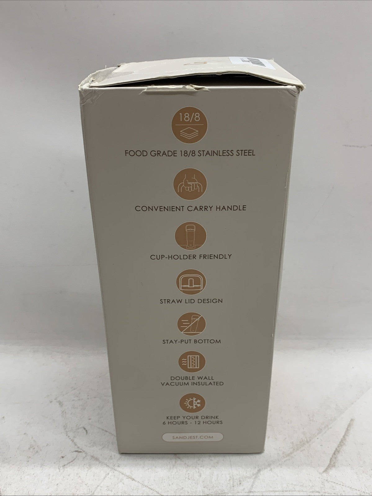 SANDJEST Bow Stainless Steel 30oz Beverage Water Tumbler w/Flip Straw & Handle