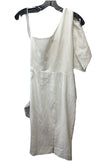 Dress The Population Off White Tiffany One Shoulder Bow Sheath Midi Dress Small