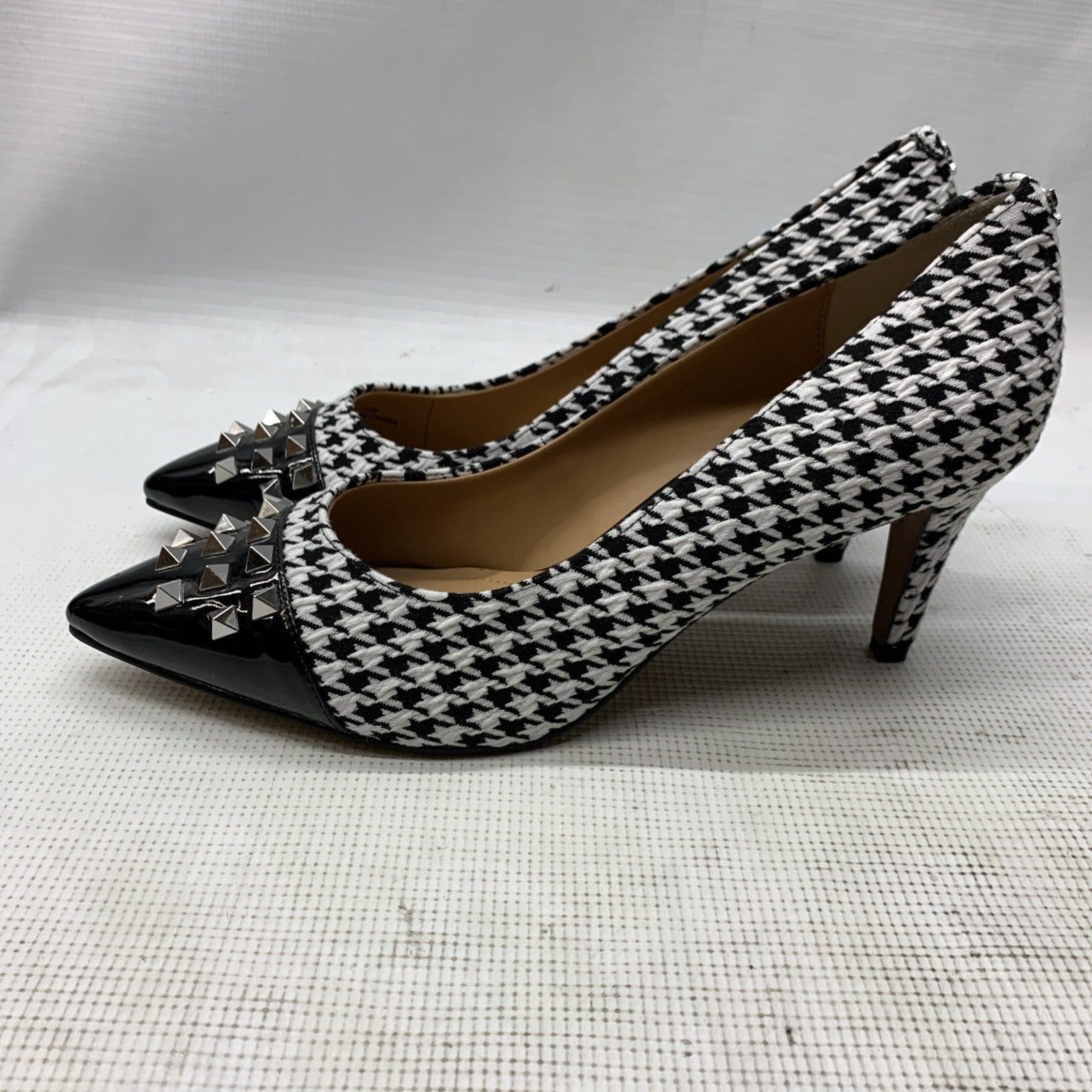 J. Reneé Women's Khinsley Pump Sandal Black/White Houndstooth 11W Pointed Toe