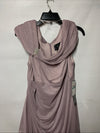 Alex Evenings Women's Long L-Neck Glitter Mesh Dress With Ruched Neck Line 16P