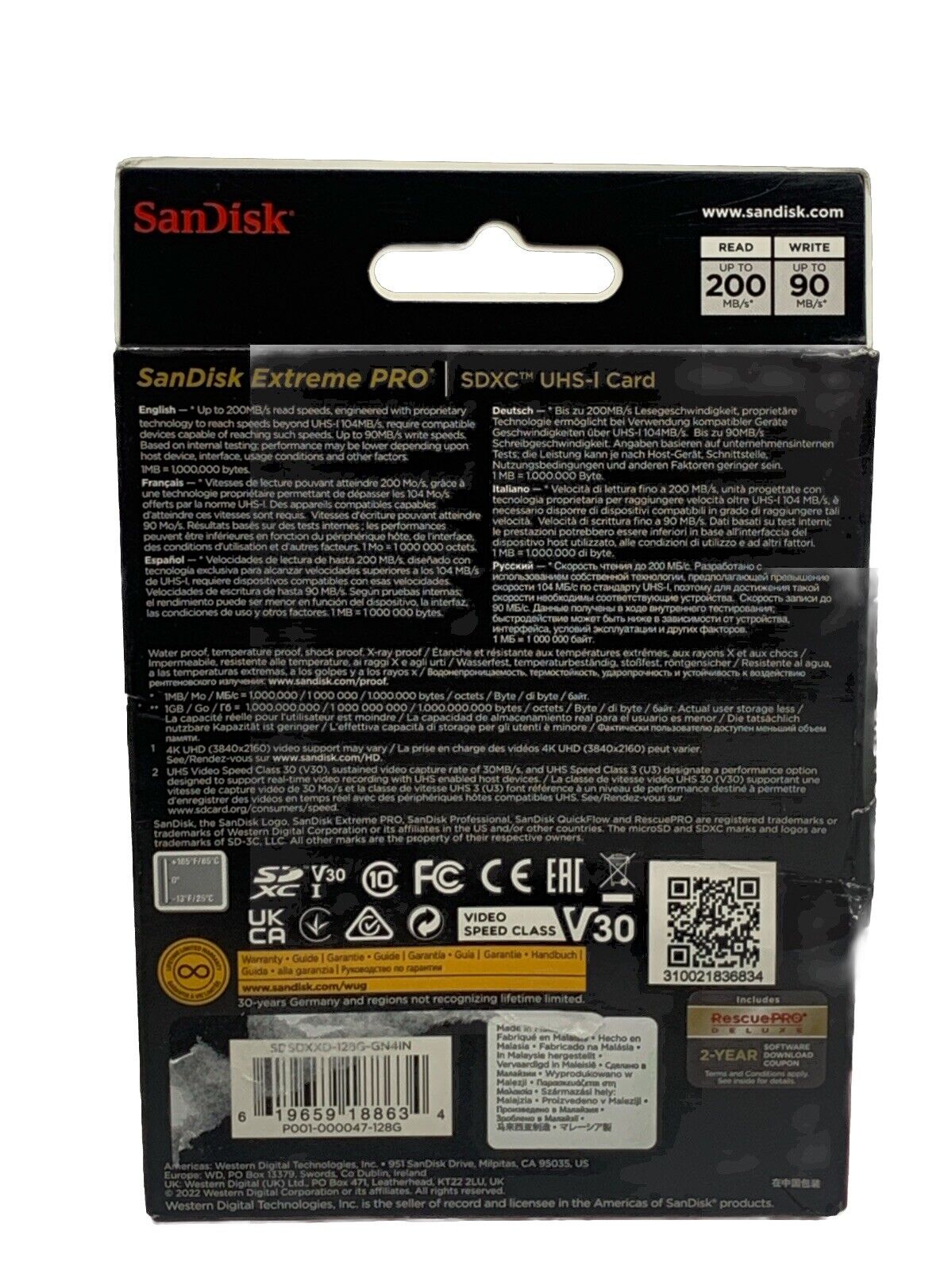 SanDisk 128GB Extreme PRO SDHC And SDXC UHS-I Memory Card - SDSDXXD-128G-GN4IN