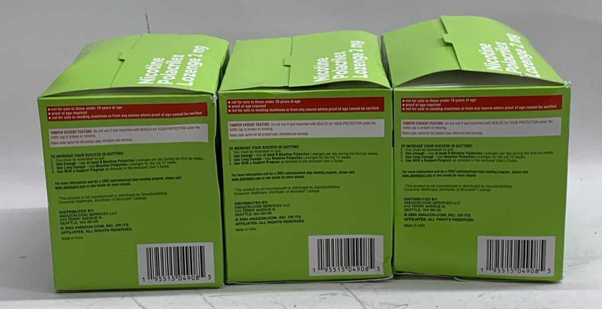 Amazon Basic Care Nicotine Polacrilex 144 Lozenge 2mg each Stop Smoking Mint 3pk