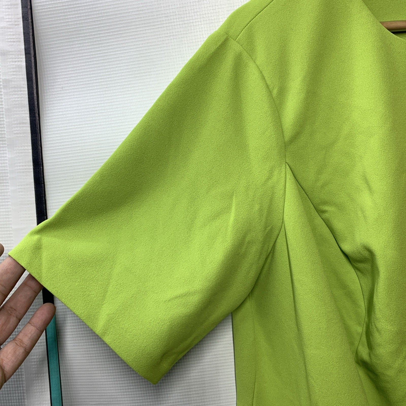 London Times Women's Short Sleeve Knee Length Crew Neck Side Button Green 18W