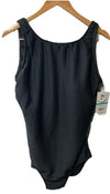 Maxine Of Hollywood Size 16 Solid Texture Spa High Neck Maillot Black UPF 50+