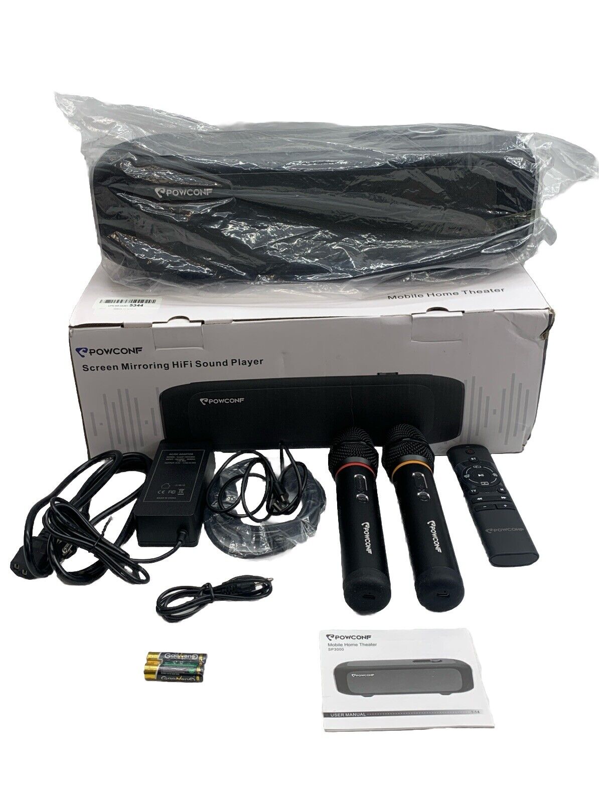POWCONF SP3000 Screen Mirroring AUX HiFi Sound Player Karaoke System In Black
