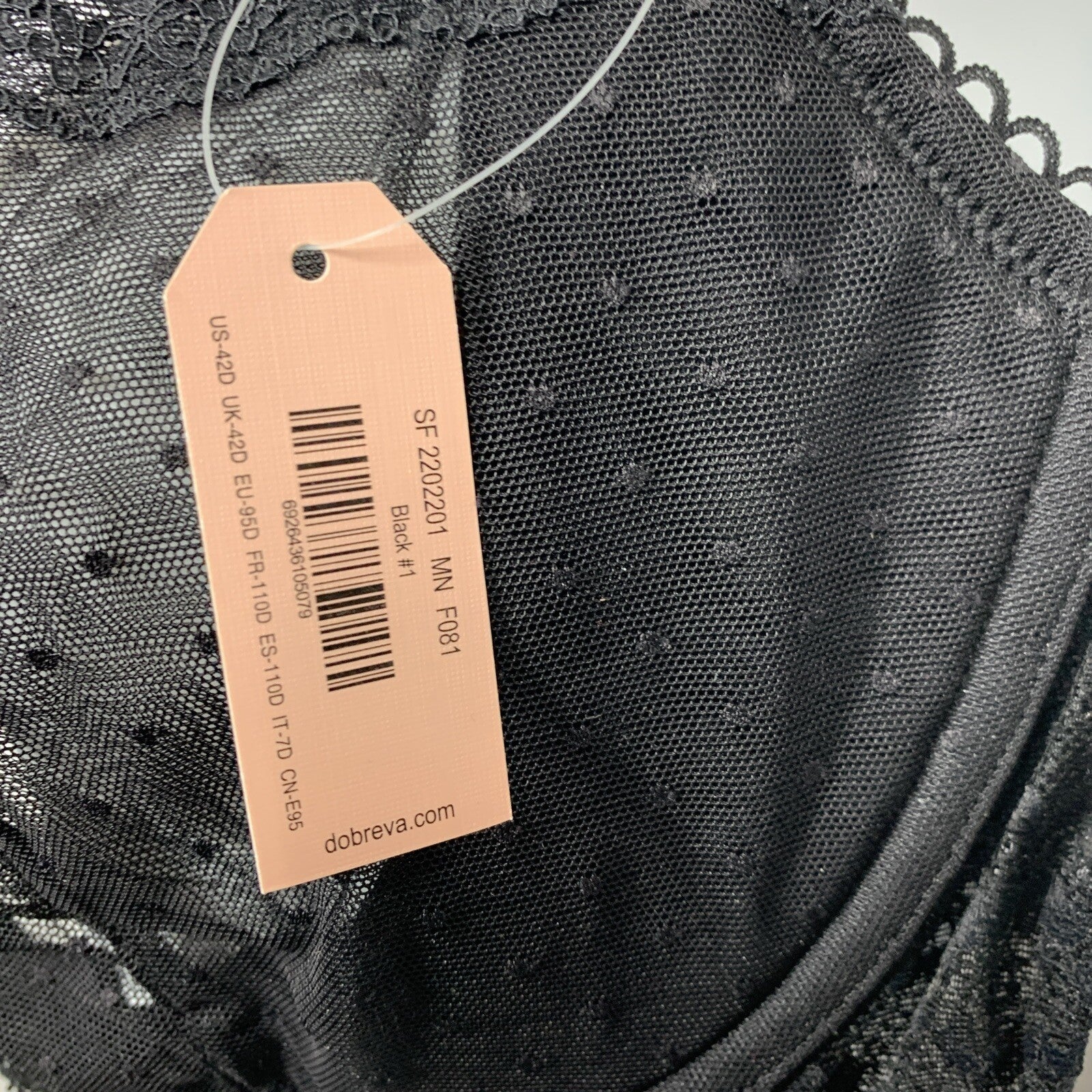 DOBREVA Women's Sexy Lace Bra Underwire Balconette Unlined Demi Sheer Black 42D