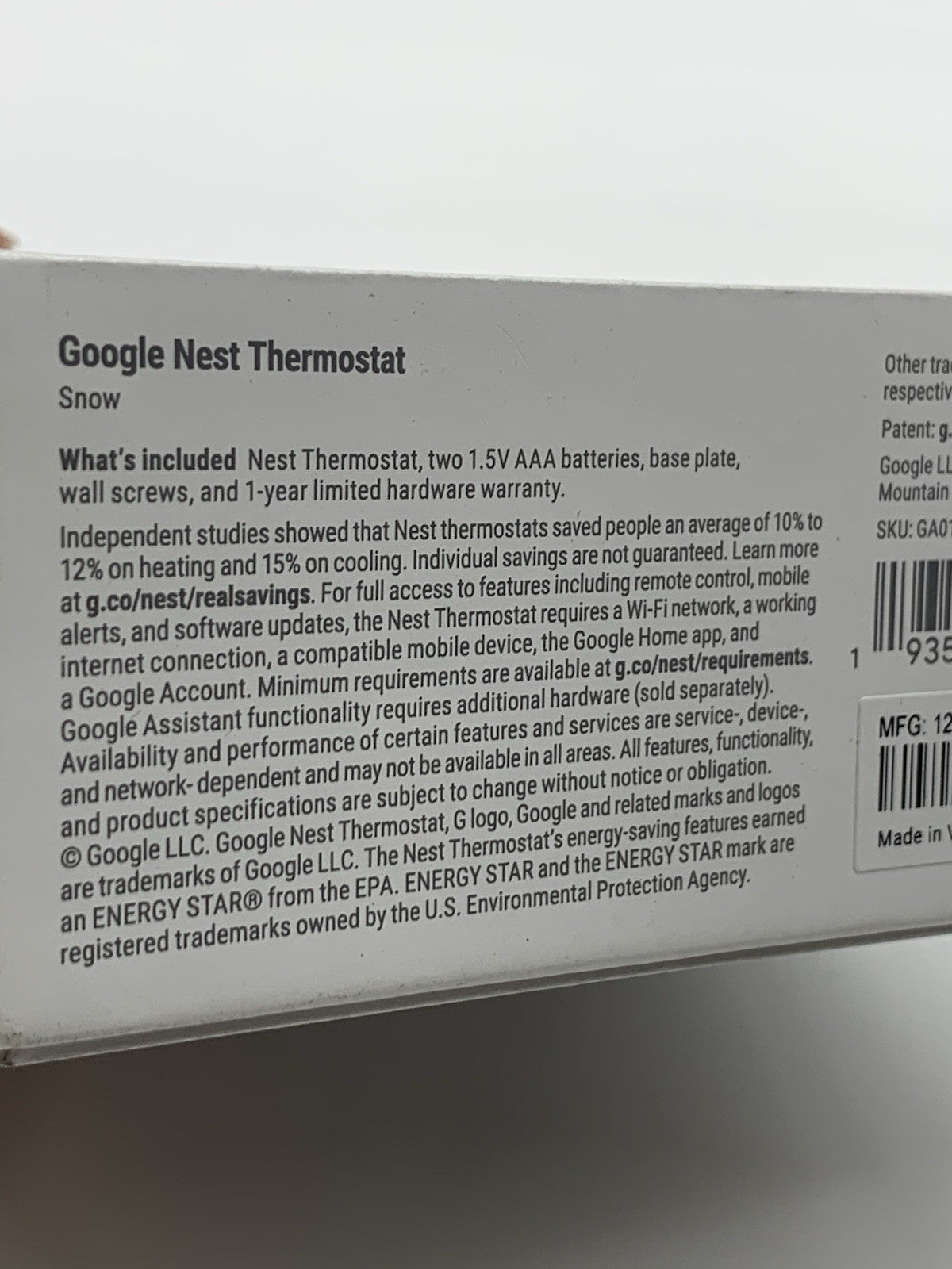 Google Nest Thermostat Smart Programmable WiFi Thermostat GA01334-US for Home