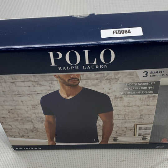 Polo Ralph Polo Lauren Men's Classic Fit Cotton V-Neck Undershirt Large - 3 Pack
