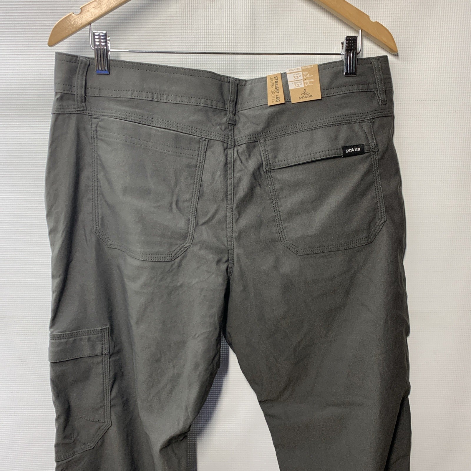 prAna Stretch Zion Pant II 33Wx32L Men's Dark Iron Relaxed Straight Leg Jean