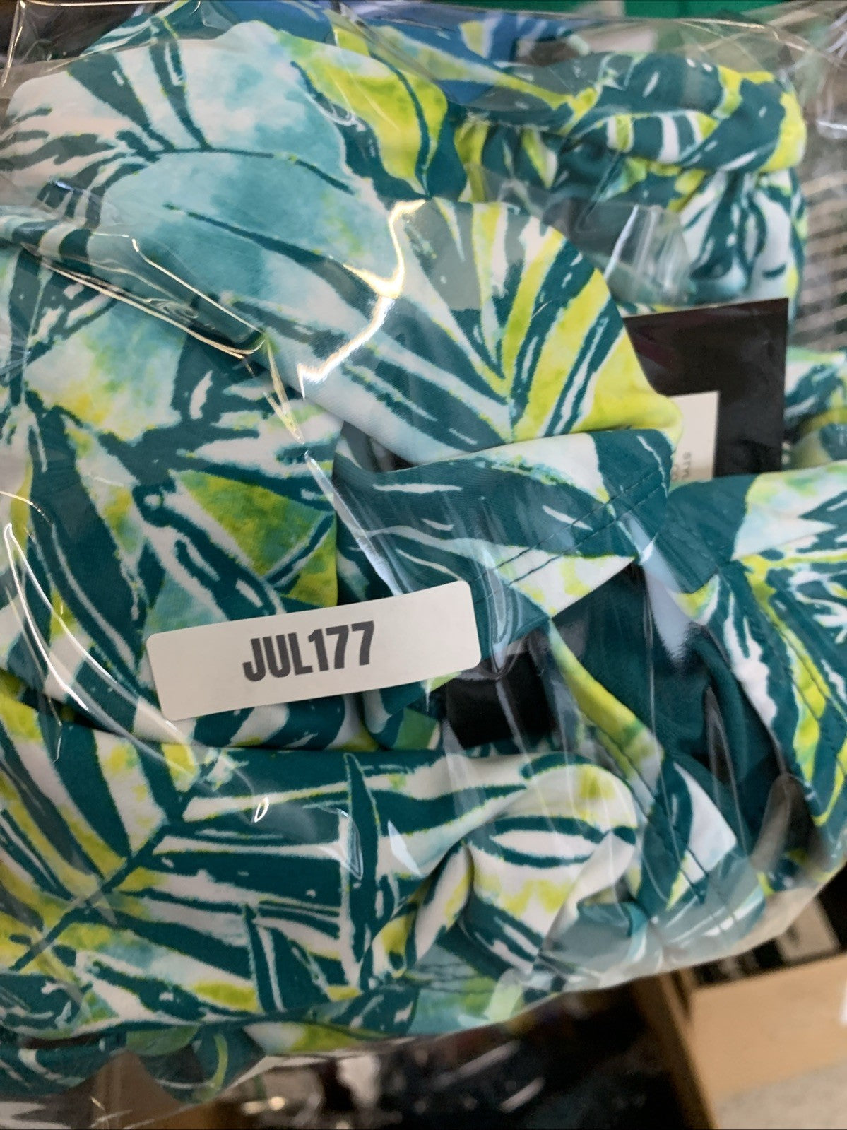 Ellen Tracy One Piece Swimsuit Size 10 Peacock Blue Yellow Over One Shoulder