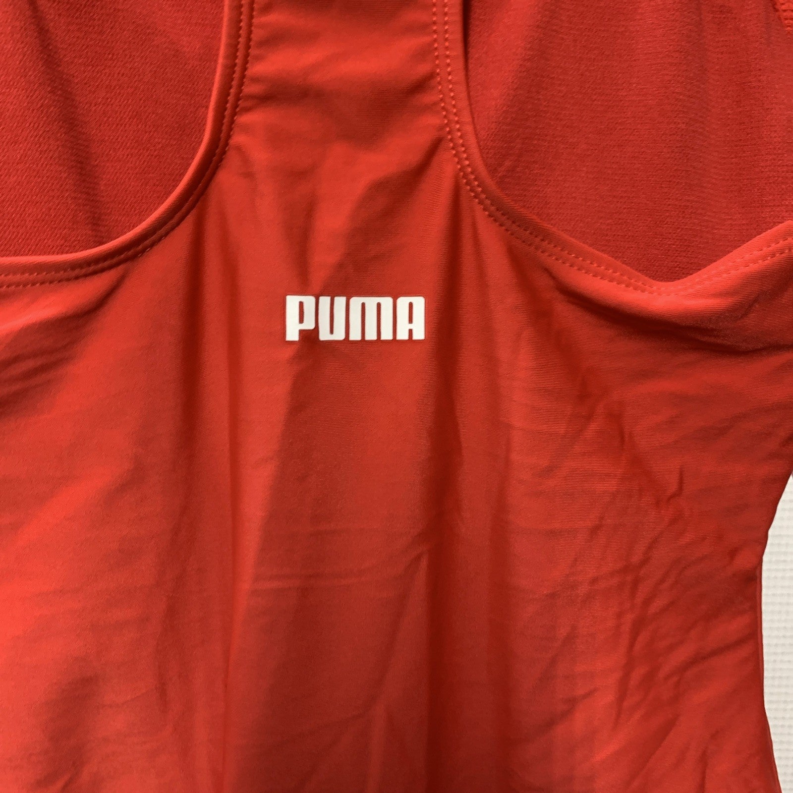 Puma Women’s One Piece Swimsuit Bathing Suit Red Swimwear 1903621 Size Small