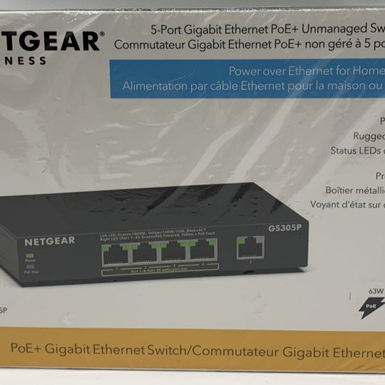 NETGEAR Business 5 Port Gigabit Ethernet PoE Unmanaged Switch 4 x PoE+ @ 63W