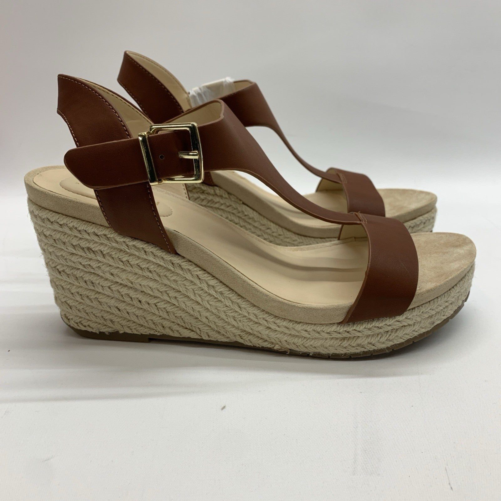 Kenneth Cole REACTION Women's Card Platform Wedge Sandal 9 Tan Ortholite Foam
