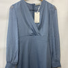 Grace Karin Haze Blue Surplice Clip Dot Long Sleeve Sheath Pencil Dress Size XS