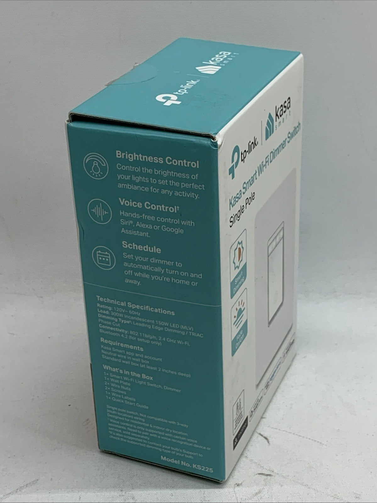 Kasa Smart Dimmer Switch KS225, Single Pole, Wi-fi 2.4GHz Wi-Fi Alexa & Google A