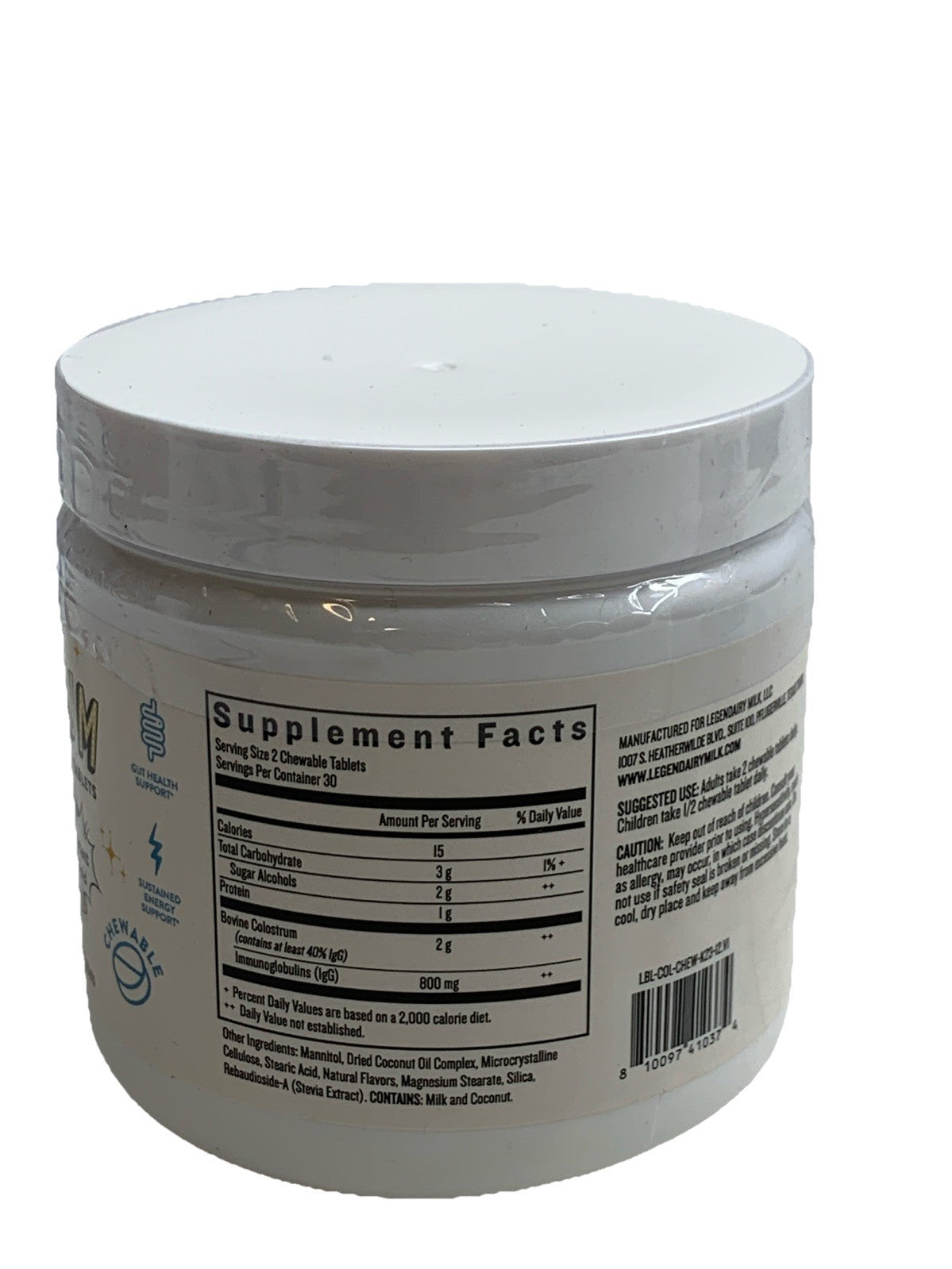 Legendairy Milk Colostrum Supplement Chewable Tablet Vanilla Flavored 60ct - 2pk