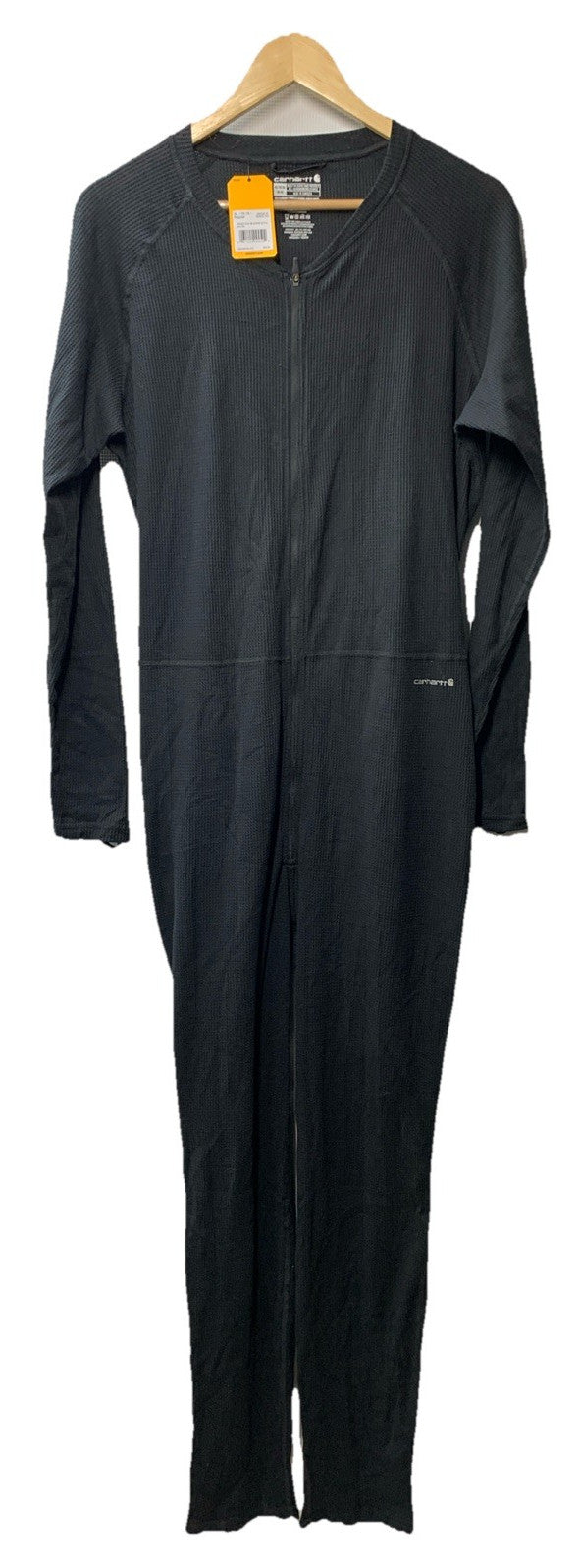 Carhartt Womens Midweight Cotton Blend Waffle Zip Front Union Suit Size XL Black