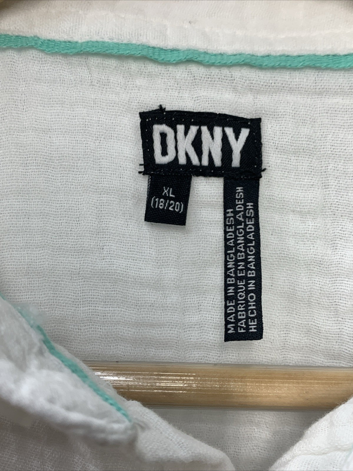 DKNY Boys' Button-up Shirt - Casual Woven Short Sleeve Collared Size XL (18/20)