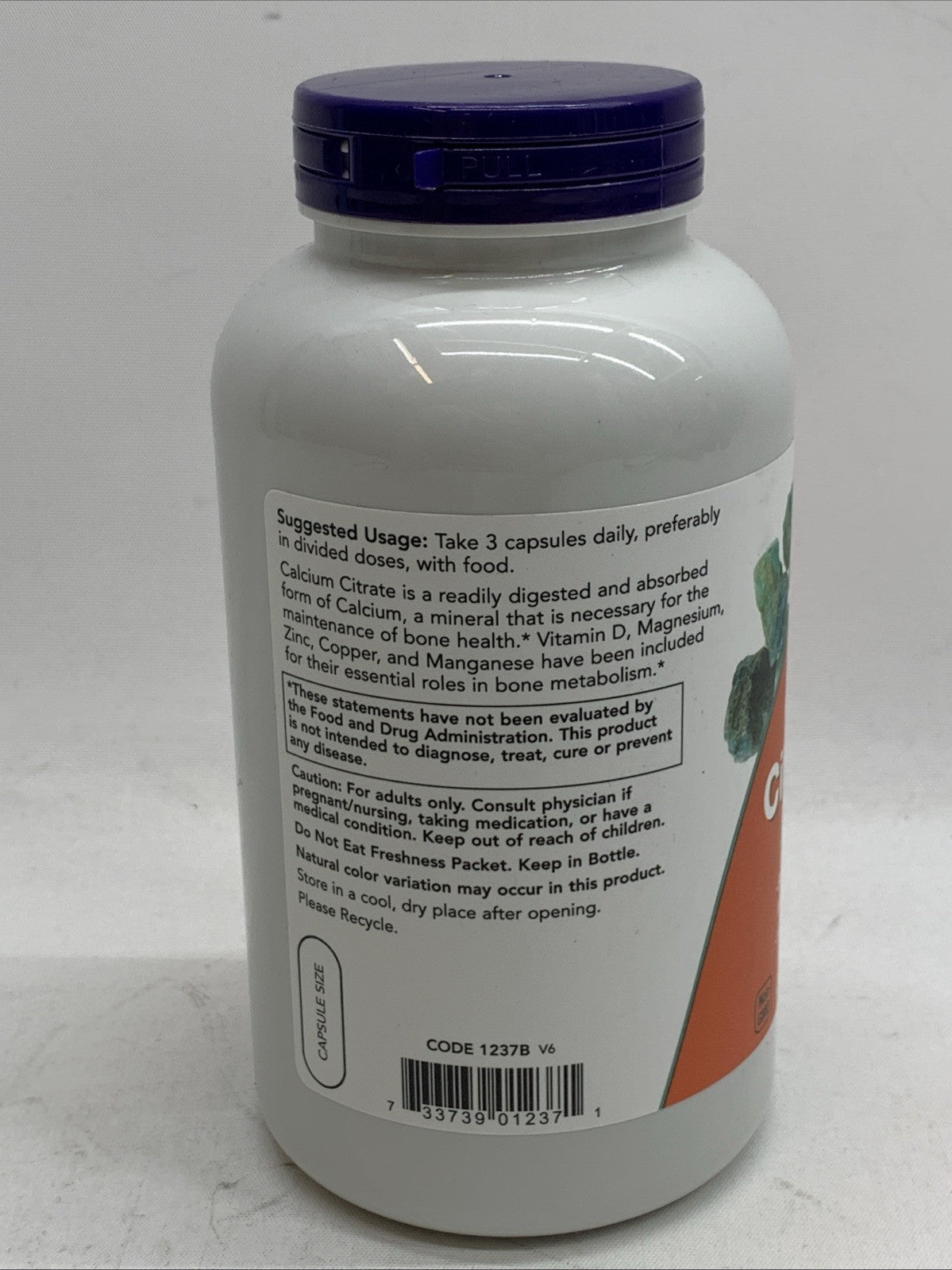 NOW Foods Supplements, Calcium Citrate Supports Bone Health 240 Veg Capsules