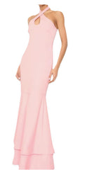 Likely Nia Mermaid Gown Maxi Sleeveless Keyhole Halter Neck Pink Elegant Size 0