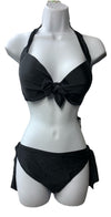 RELLECIGA Women Push Up Bikini Set Knot Front Underwire Swimsuits Size XL Black