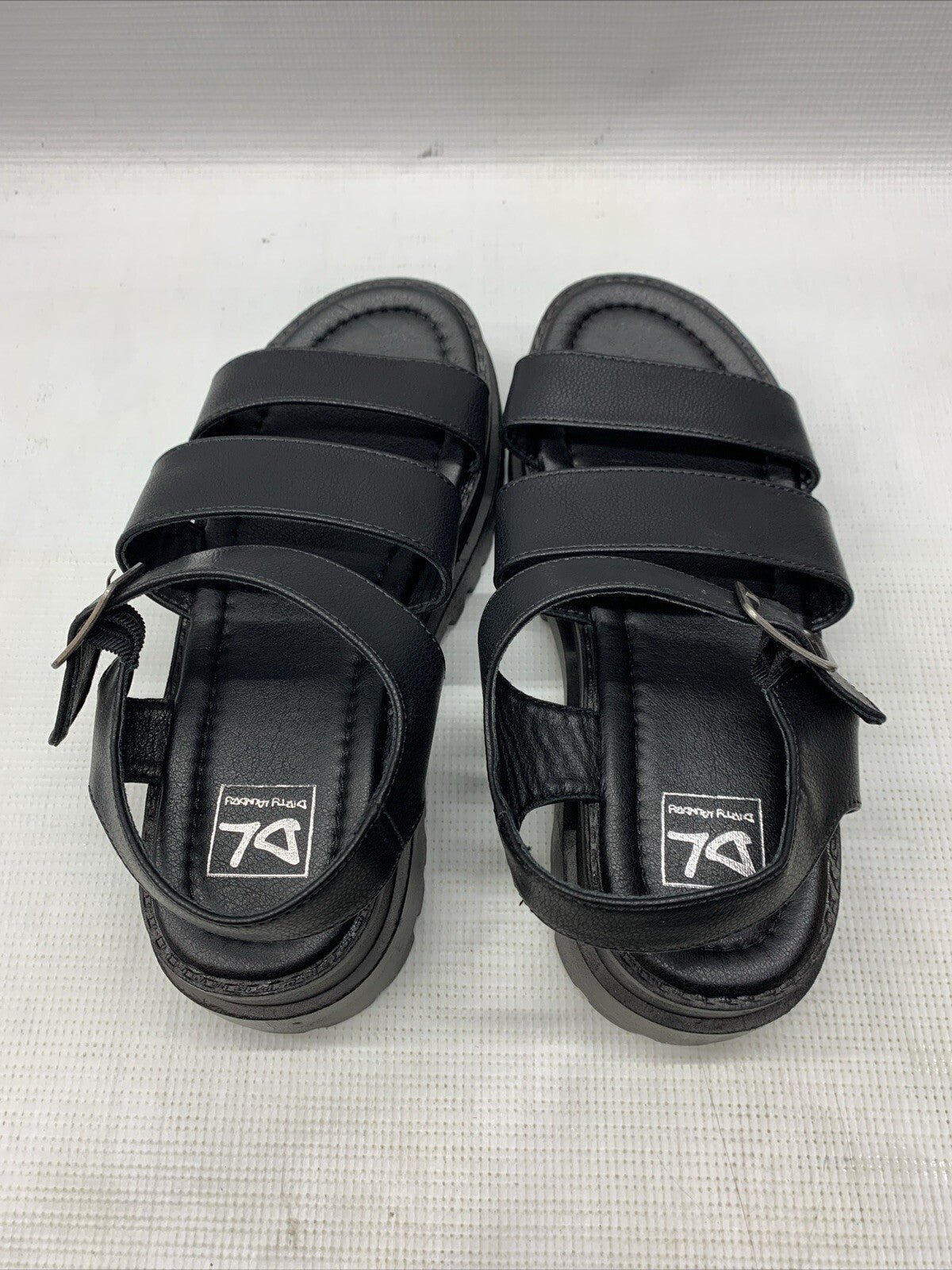 Dirty Laundry Womens Platform Gladiator Sandals Baddie Wedge Buckle Black Size 9