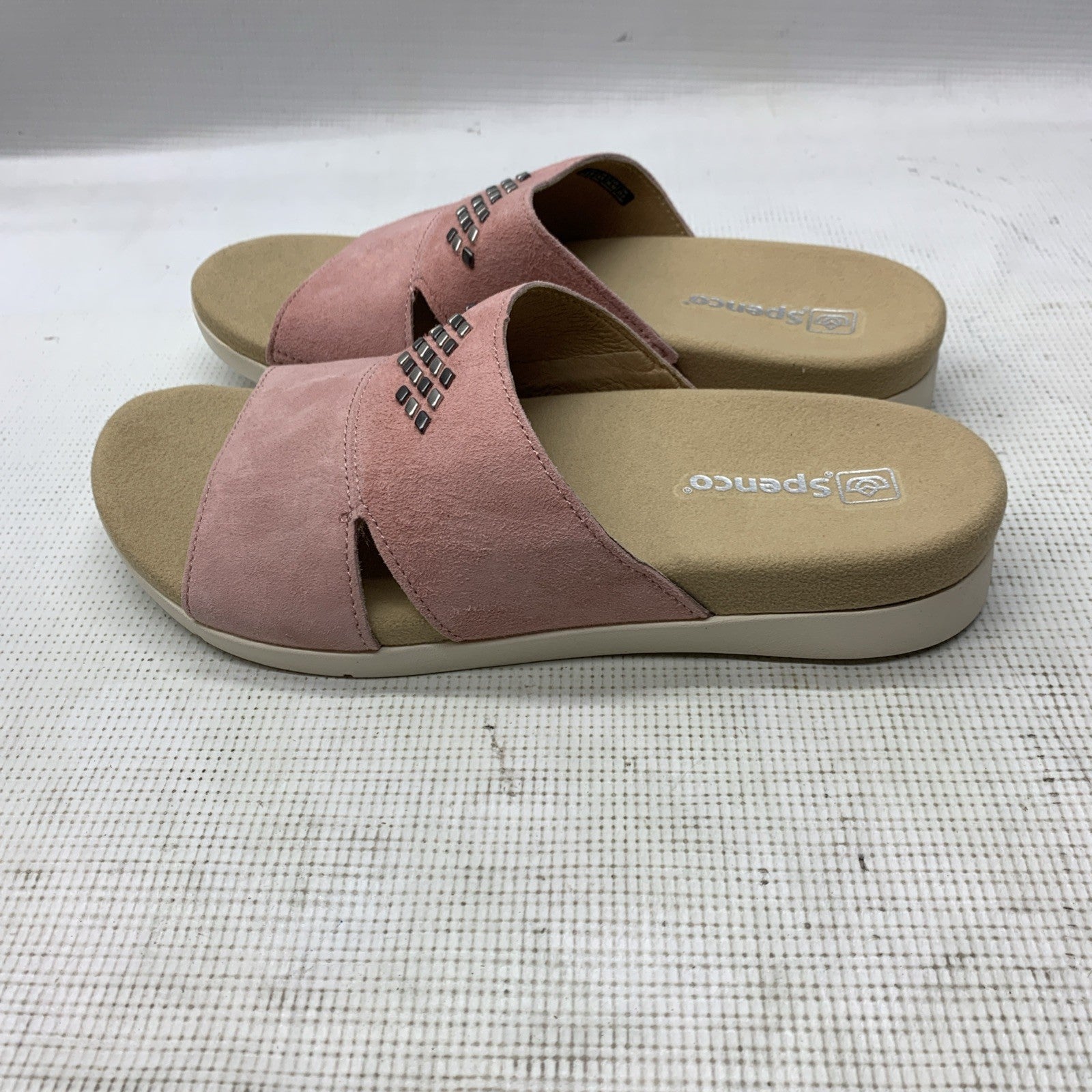 Spenco Women's Twilight Stud Slide Sandal Slip On Size 8B Coral Cloud Open Toe