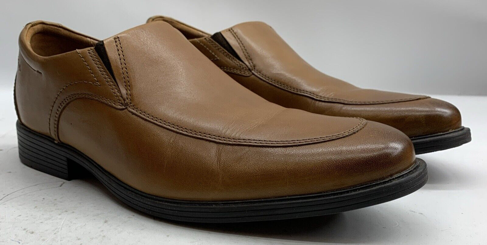Clarks Mens' Brown Leather Whiddon Step Slip-On Loafer Size US 10 Slip-on Brown