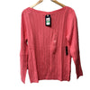 Pink Nautica women's cable knit sweater with boatneck, long sleeves, cotton fabric, size L, casual women's clothing.