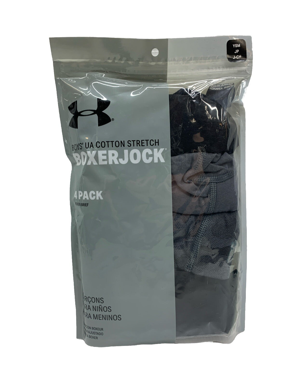 UNDER ARMOUR UA COTTON STRETCH BOXERJOCK BOXER BRIEFS YOUTH - 4 Pack - Sz YSM