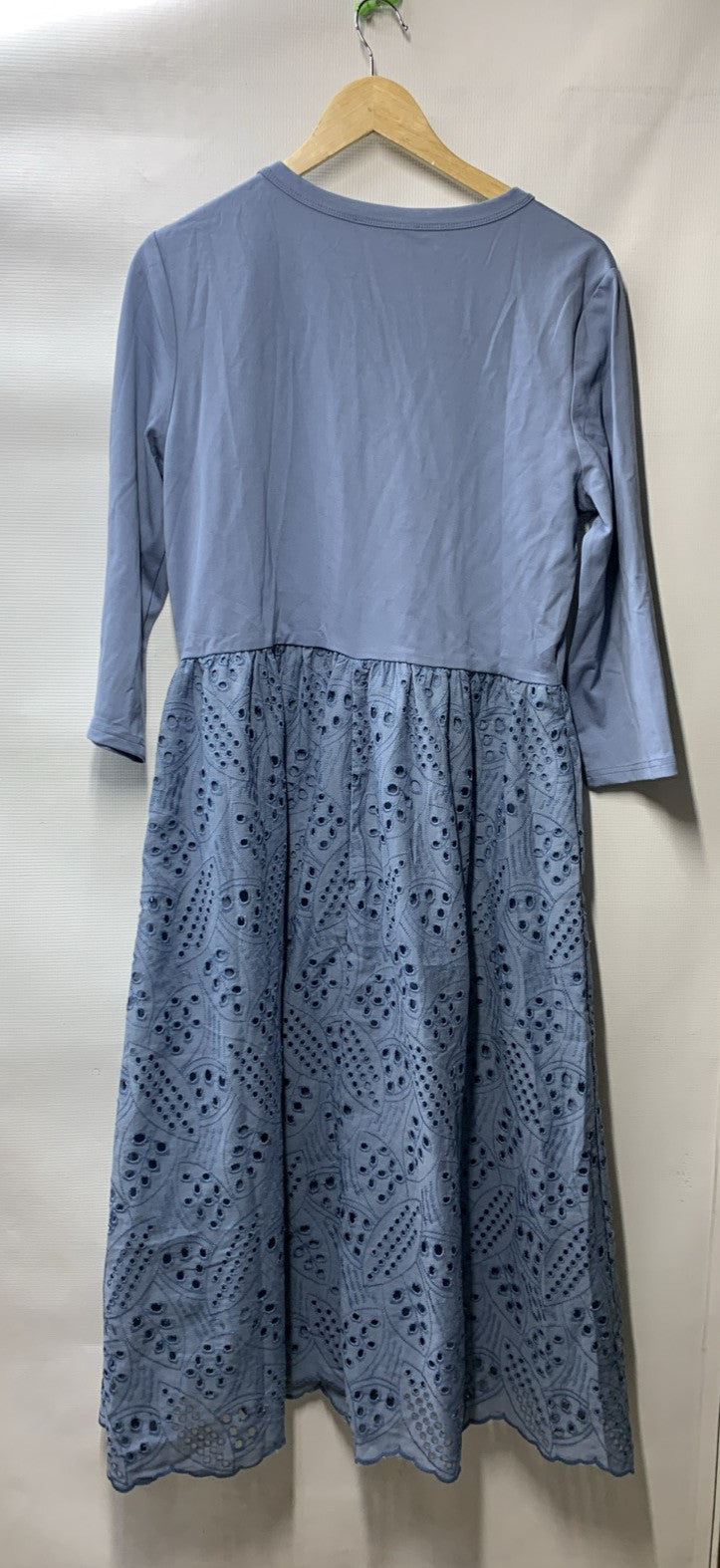 GRACE KARIN Womens Summer 3/4 Sleeve Casual Flowy Dress w/Pockets Size XL Blue