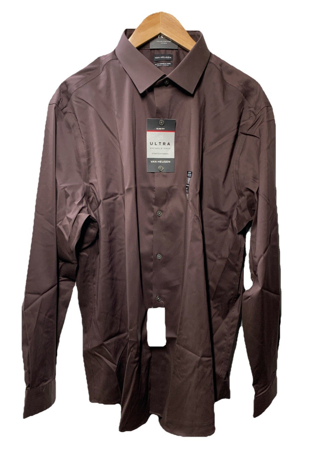 Van Heusen Men's Dress Shirt Slim Fit Flex Collar Stretch Solid 2XL Long Sleeve