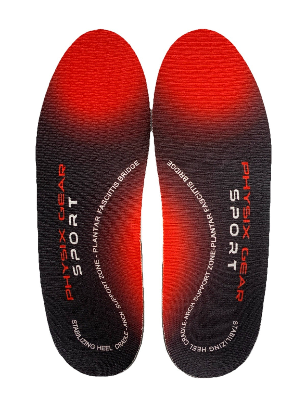Physix Gear Sport Full Length Orthotic Soles Inserts Black/Red M7-9.5 W9-11.5