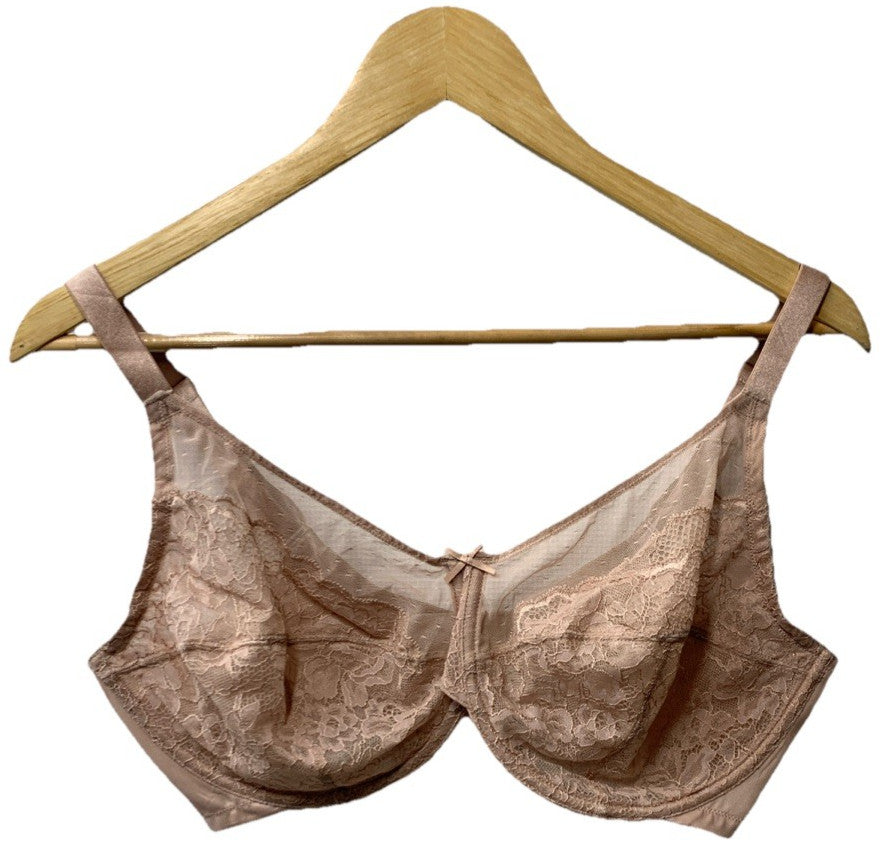 HSIA Lace Minimizer Bra Unlined Unpadded Underwire Sheer Womens 40DDD L Pink