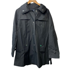 London Fog Women Trench Coat Jacket Long Sleeve with Hood & Pockets Black Medium