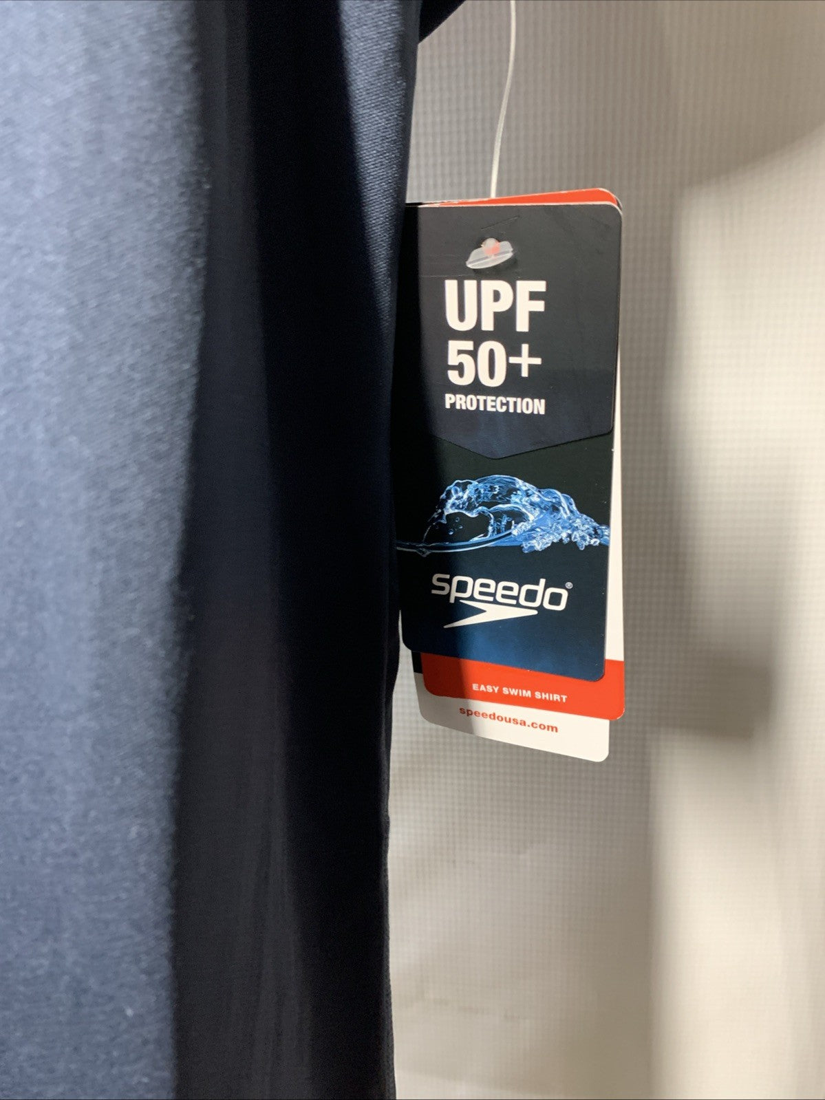 Men's Speedo Easy Short Sleeve Loose Fit Swim Tee Shirt Navy Black Size Large