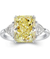 Radiant Cut Yellow Sterling Silver .925 CZ 3 Stone Engagement Ring Size 8.5