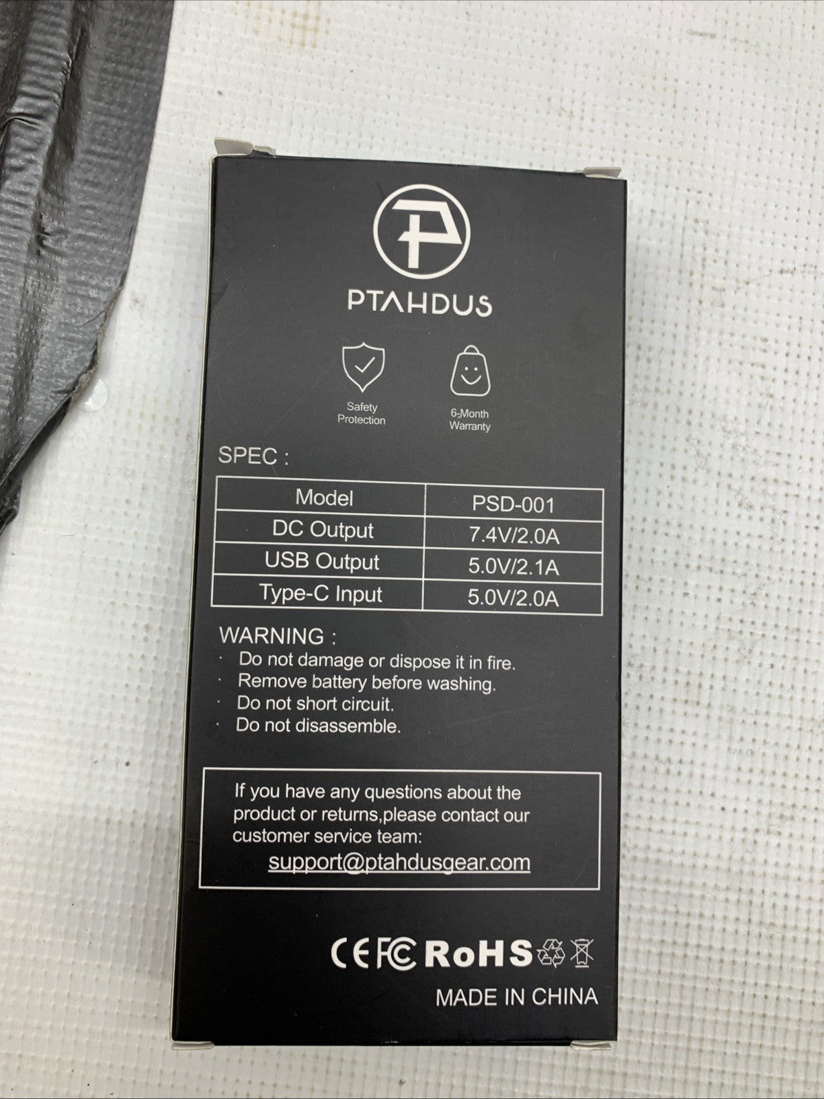 Ptahdus Mens Heated Jacket Relaxed Fit Long Sleeve Gray with Battery Pack Size M